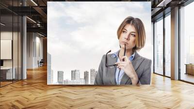 portrait of an executive young woman worried Wall mural