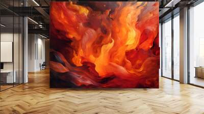  painting showcasing a fiery red and orange flame,  Wall mural