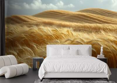 a field of wheat in the sun.  Wall mural