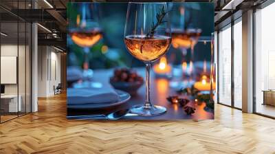 a group of wine glasses on a table.

 Wall mural