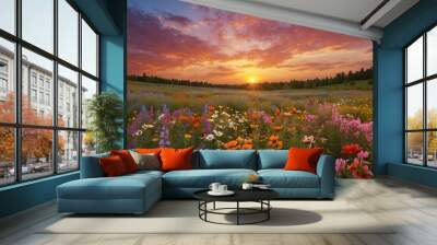 field of flowers Wall mural