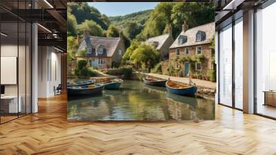 houses on the river Wall mural