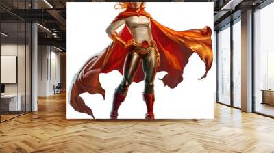 super hero girl generative ai woman model image transparent background png isolated on white background Wall mural