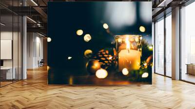 Christmas mood at home with candle and lights Wall mural