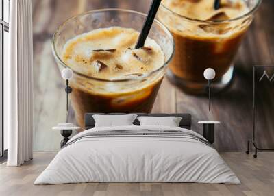 Glasses of iced coffee latte Wall mural