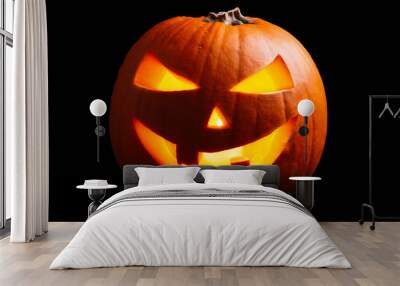 Halloween pumpkin isolated on black Wall mural