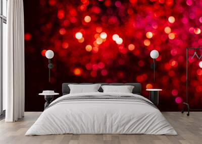 Valentines day background with red lights bokeh Wall mural