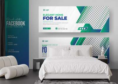 Real estate Facebook cover banner template design, Set of elegant modern abstract home for sale real estate Facebook cover, banner, social media post, timeline cover, web banner, template design
 Wall mural