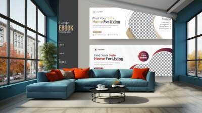 Real estate Facebook cover banner template design, Set of elegant modern abstract home for sale real estate Facebook cover, banner, social media post, timeline cover, web banner, template design Wall mural