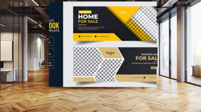 Set of Real estate Facebook cover banner template design, Modern abstract flat corporate real estate construction Facebook cover, banner, social media post, timeline cover, web banner, template design Wall mural