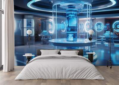 A futuristic lab with holographic medical diagnostics Wall mural