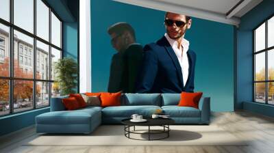 Elegant handsome business man wearing glasses Wall mural