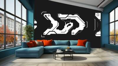 Set of cyberpunk arrows. Kit of futuristic interface cyber elements. Cyberpunk pointers, direction. Set of arrows for design of game UI, poster. Futuristic UI tech elements. Vector illustration Wall mural