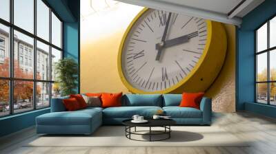 Old clock on the wall. Large electric clock Wall mural