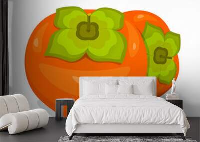 vector illustration of a cartoon persimmon Wall mural