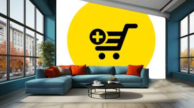 yellow shopping icon button Wall mural