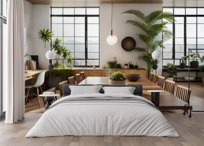 beautiful interior of the room , with green plants and serene atmosphere  Wall mural