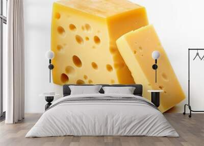 cheese isolated on white Wall mural