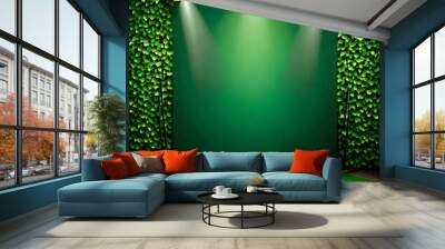 empty room with green wall Wall mural