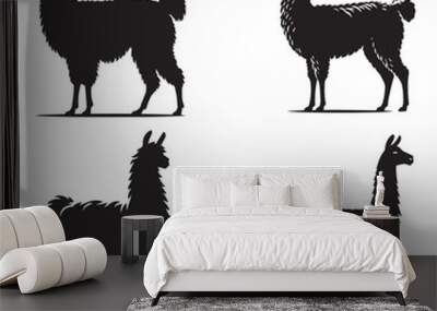 llama black silhouette , iiama vector png, illama full body silhouette , llama cute animal Wall mural