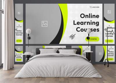 Set of learning courses web banner template design for social media posts, online education banner design, fully editable vector eps 10 file format Wall mural