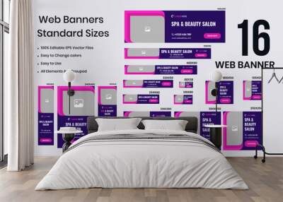 Spa and beauty care salon web set banner design for social media posts Wall mural