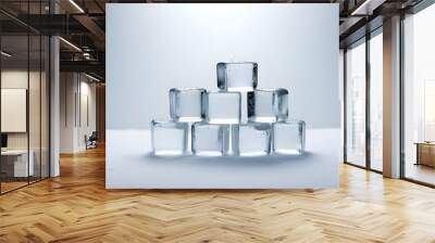 Set of ice cubes, isolated on white
 Wall mural