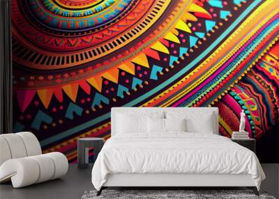 ethnic fabric pattern, African tribal pattern in colorful, Generative AI Wall mural