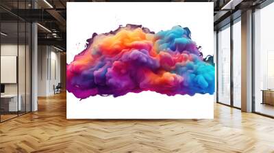 Multi colored smoke bomb explosion emitting clouds on transparent background, Colorful liquid explosion under water on black background. Wall mural