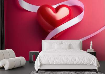 Red heart background for valentine day. Wall mural