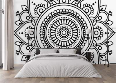 mandala design isolated with white Wall mural