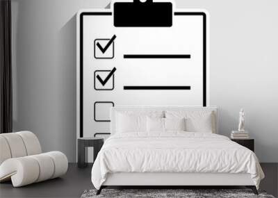 Checklist sign. Sticker style icon Wall mural