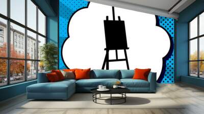 Easel sign. Vector. Black icon in bubble on blue pop-art backgro Wall mural