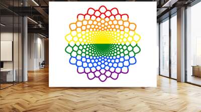 Linear mandala sign. Rainbow gay LGBT rights colored Icon at white Background. Illustration. Wall mural