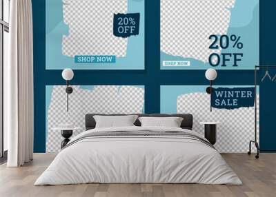 Winter sale, social media posts template collection. Great for promoting brands and products online Wall mural