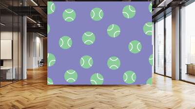 Vector seamless pattern with tennis ball on purple background. Wall mural