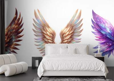 Magical glittery fairy and angel wings clipart, isolated on transparent background Wall mural