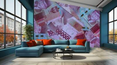 stack of one hundred thousand Indonesian rupiah notes Wall mural