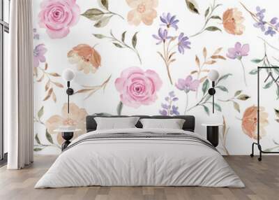 Colorful watercolor fower seamless pattern Wall mural