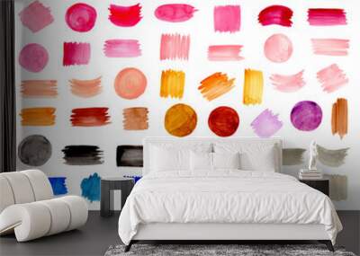 Colorful watercolor shapes. brushstroke collection Wall mural