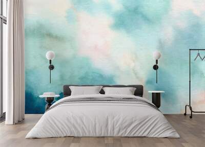 Pastel green abstract texture background with watercolor Wall mural