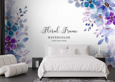 Soft purple floral frame background with watercolor Wall mural