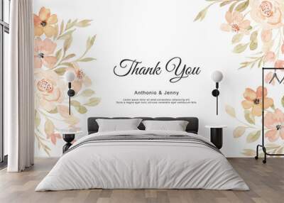 Thank you card with watercolor floral border Wall mural