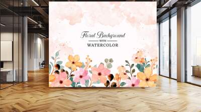 Watercolor abstract floral background. floral frame Wall mural