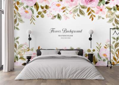 Watercolor pink flower background Wall mural