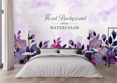 watercolor purple floral abstract background Wall mural