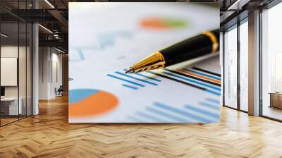 Business Strategy Report Close Up with Graphs Wall mural