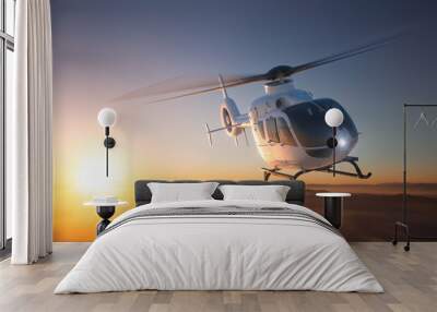 Helicopter Sunset Flight 2 Wall mural