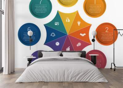   Infographic. Colorful template. 8 positions. Wall mural