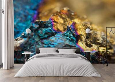 Fantastic background, magic of a stone, gold metal Wall mural